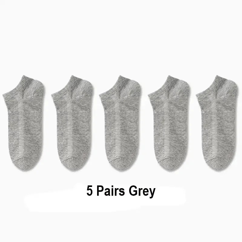 5/10/20/30 Pairs Women/Men Boat Socks Invisible Low Cut Silicone Summer No-show Ankle Socks Solid Color Casual Breathable SuperFye 5 Pairs Grey / One Size SuperFye