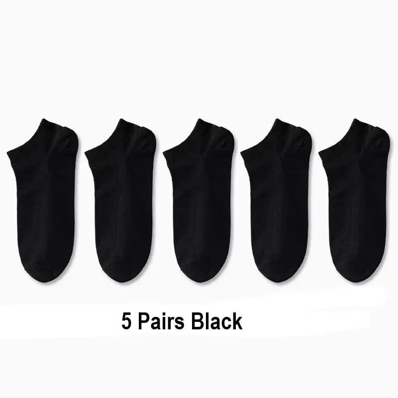 5/10/20/30 Pairs Women/Men Boat Socks Invisible Low Cut Silicone Summer No-show Ankle Socks Solid Color Casual Breathable SuperFye 5 Pairs Black / One Size SuperFye