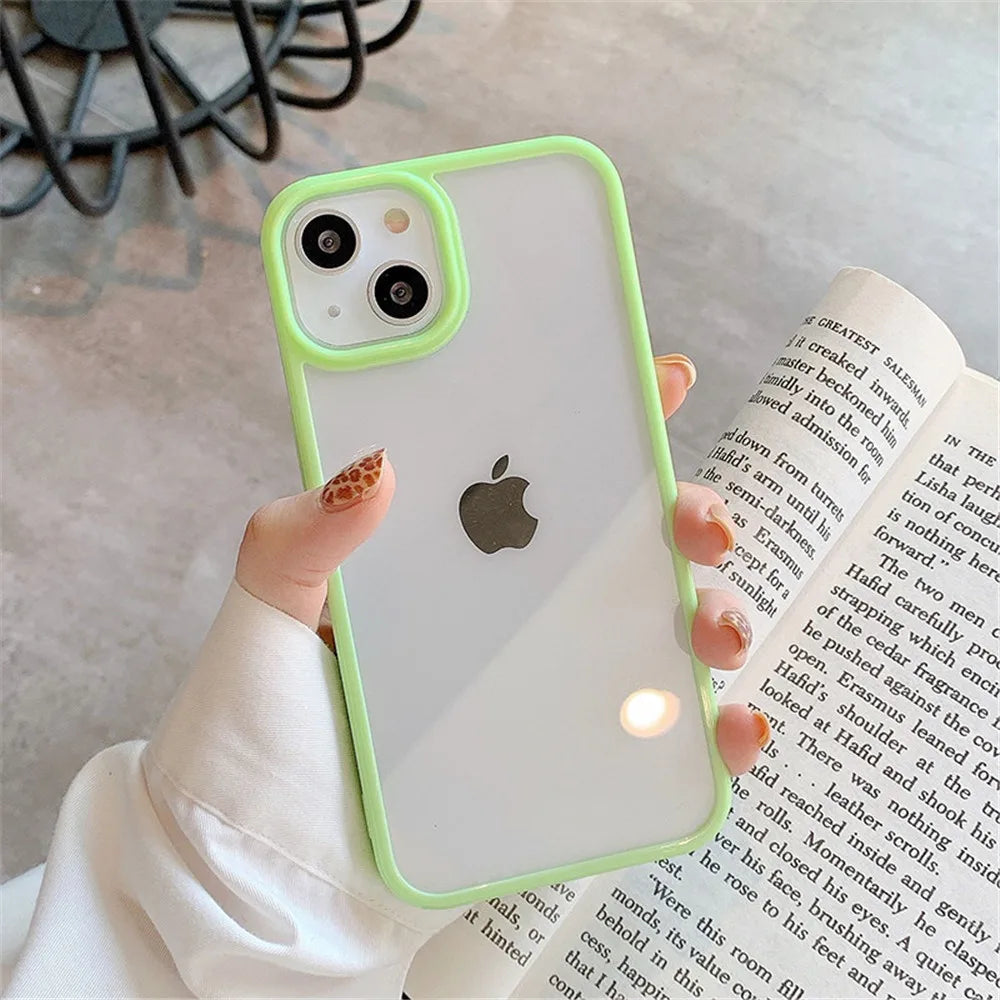 Candy Shockproof Silicone Bumper Phone Case For iPhone 16 15 14 11 12 13 Pro Max XS XR 8 7Plus Transparent Protection Back Cover SuperFye Black / CHINA / For iPhone16 Pro Max SuperFye