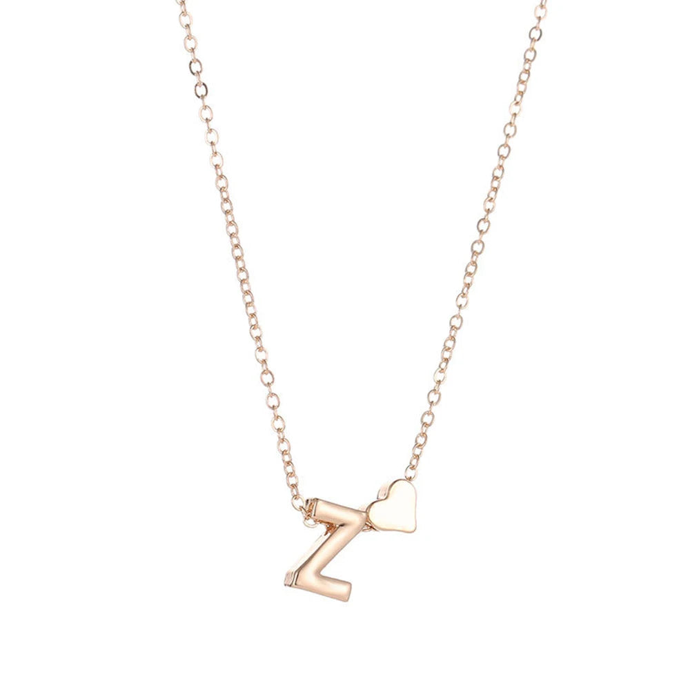 SUMENG Fashion Tiny Heart Dainty Initial Necklace Gold Silver Color Letter Name Choker For Women Pendant Jewelry Gift SuperFye R / Silver SuperFye