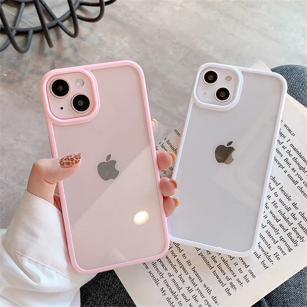 Candy Shockproof Silicone Bumper Phone Case For iPhone 16 15 14 11 12 13 Pro Max XS XR 8 7Plus Transparent Protection Back Cover SuperFye Black / CHINA / For iPhone16 Pro Max SuperFye