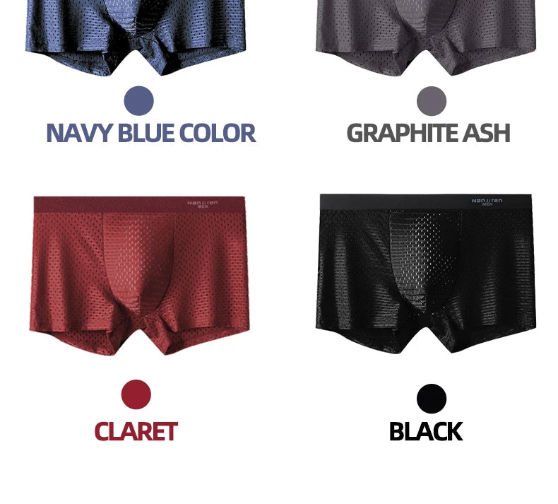 Boxers Men Boxer Shorts Men Underwear Male Underwear Boxers Homme Ice Silk Mesh Boxershorts Plus Size Panties Sexy Underpants SuperFye 4-4 / XXXL 70-80KG SuperFye