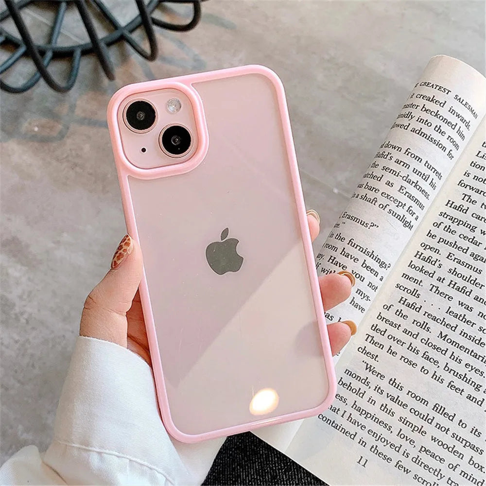 Candy Shockproof Silicone Bumper Phone Case For iPhone 16 15 14 11 12 13 Pro Max XS XR 8 7Plus Transparent Protection Back Cover SuperFye Black / CHINA / For iPhone16 Pro Max SuperFye