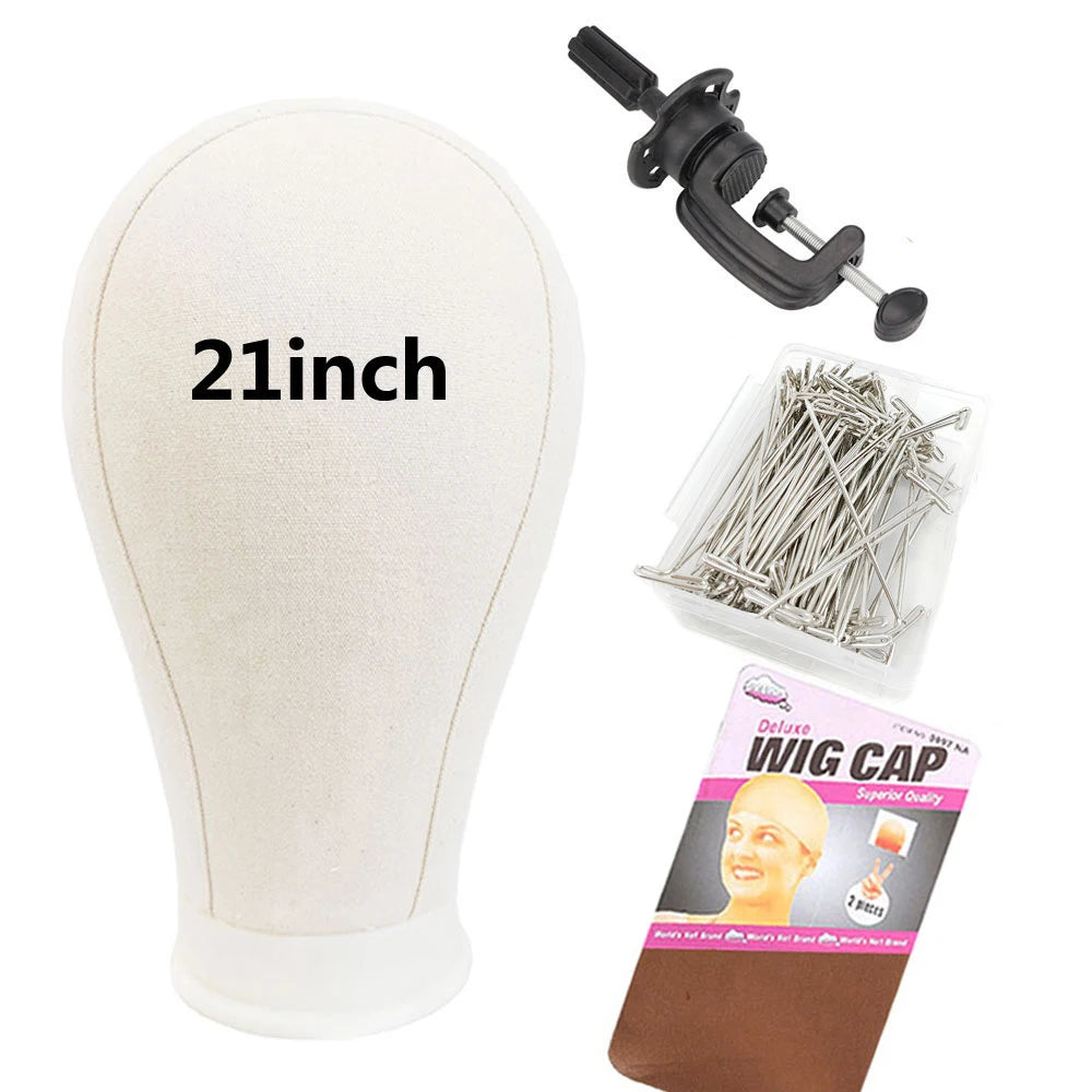 Canvas Wig Head Wig Stand 21-24inch Mannequin Head for Hairstyling Displaying Making Wig Stand With Head Wig Supports Holder SuperFye 21inch SuperFye