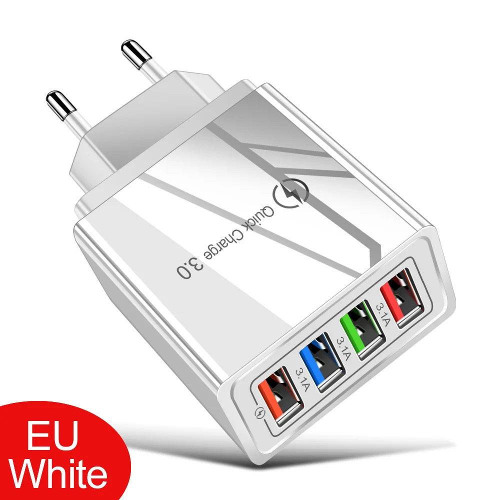 For iPhone 14 USB Charger Quick Charge 3.0 For Samsung Xiaomi mi Tablets Mobile Phone Charger Adapter EU/US Plug Fast Charging SuperFye EU White SuperFye