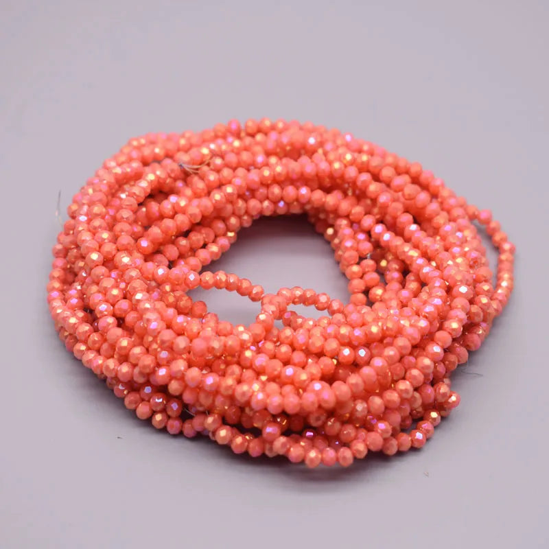 Yanqi 2 3 4mm Rondell Austria Faceted Crystal Beads Round Glass Beads Loose Spacer Beads for Jewelry Making DIY