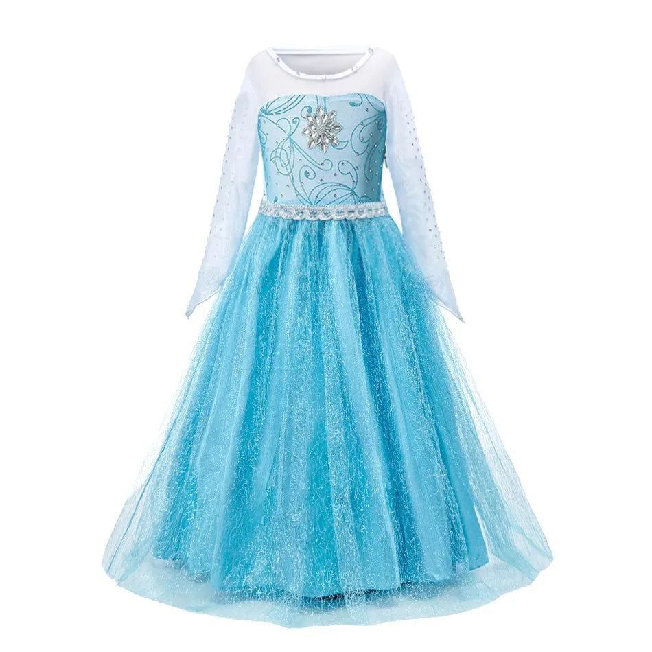 Girls Princess Dress Kids Cinderella Snow White Aurora Sofia Rapunzel Cinderella Halloween Costume Children Birthday Party Dress SuperFye DE20 / 5 Years SuperFye