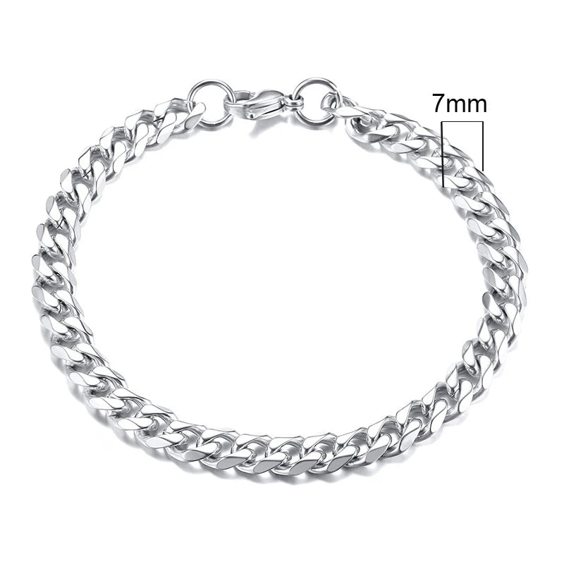 Vnox 3-11mm Chunky Miami Curb Chain Bracelet for Men, Stainless Steel Cuban Link Chain Wristband Classic Punk Heavy Male Jewelry SuperFye 7mmSilver / 21cm SuperFye