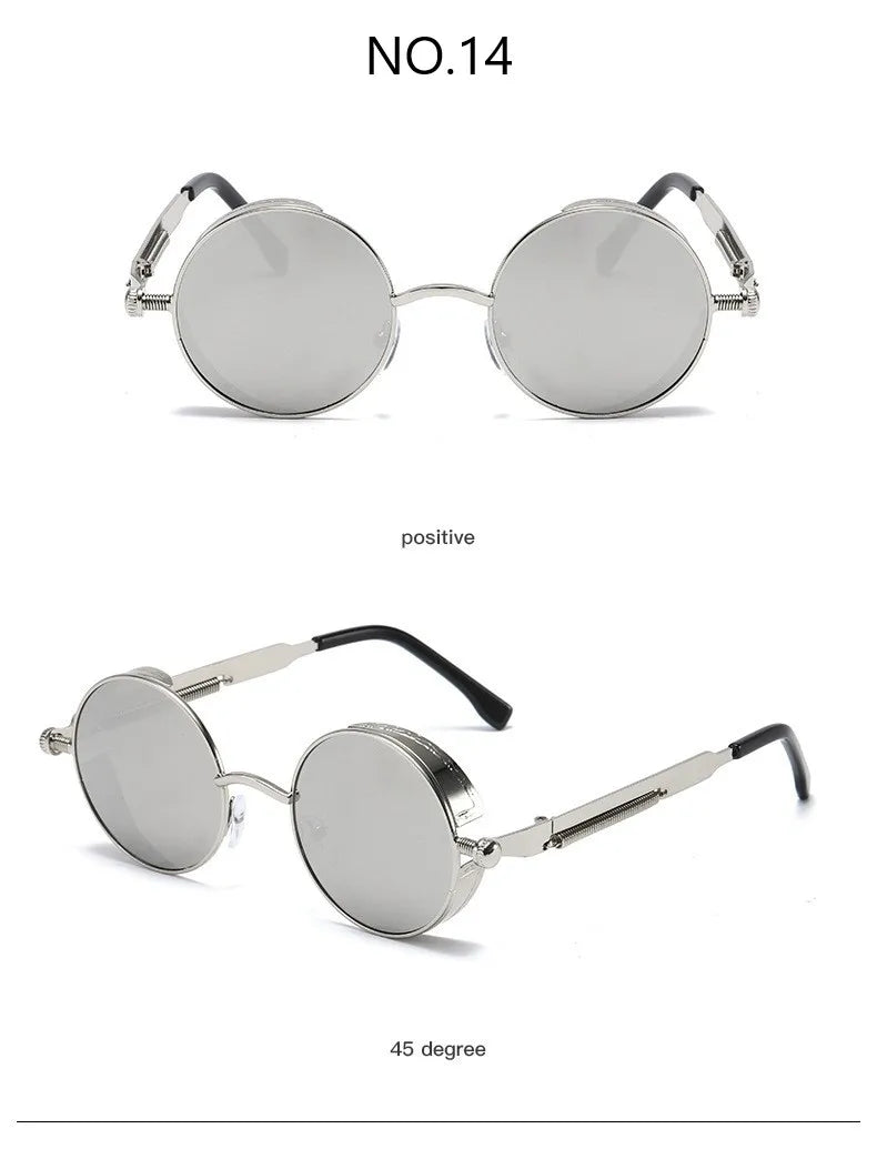 Metal Steampunk Sunglasses Men Women Fashion Round Glasses Brand Designer Vintage Sun Glasses High Quality Oculos de sol 2021