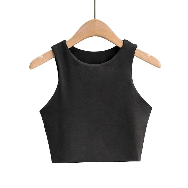 2023 Summer Fashion Women Sexy Slim Tops O-neck Sleeveless Double Nylon Ladies Good Quality Tank Tops 6 Colors