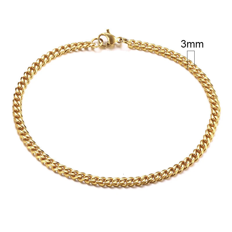 Vnox 3-11mm Chunky Miami Curb Chain Bracelet for Men, Stainless Steel Cuban Link Chain Wristband Classic Punk Heavy Male Jewelry SuperFye 3mm Gold / 18cm SuperFye