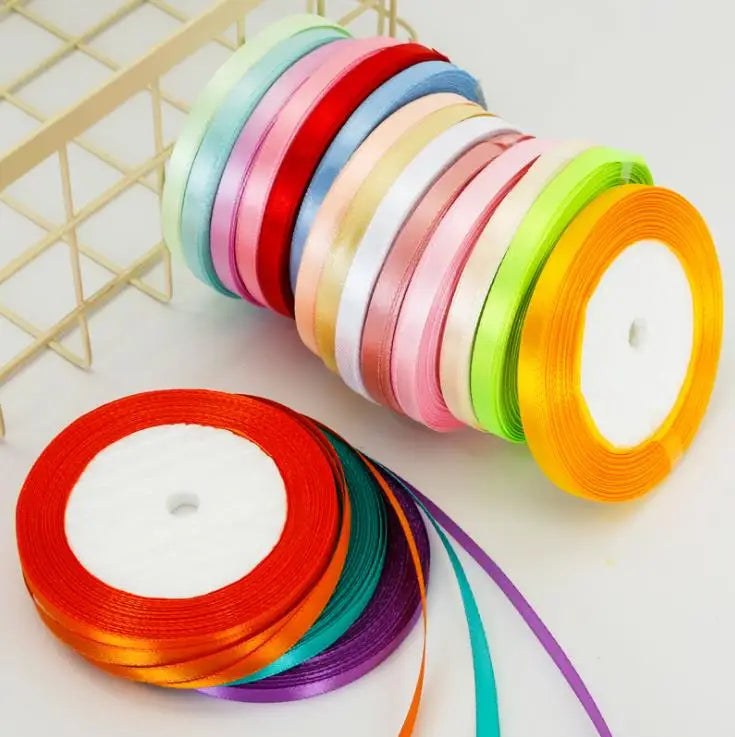 22meter/Roll 6mm 10mm 15mm 20mm 25mm 40mm 50mm Silk Satin Ribbons for Crafts Bow Handmade DIY Gift Wrap Party Wedding Decorative SuperFye yellow / 20mm SuperFye