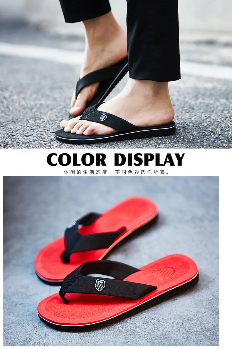 New Sandals Shoes Men Summer Men Flip Flops High Quality Beach Sandals Anti-slip Zapatos Hombre Casual Shoes Man Slippers SuperFye Red / 45 SuperFye