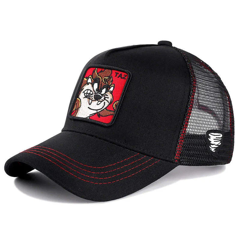 Hot Sale Unisex Anime Cartoon Cap High Quality Patch Draw Baseball Cap Men Trucker Hat SuperFye TAZ Black Red / 54cm-58cm SuperFye