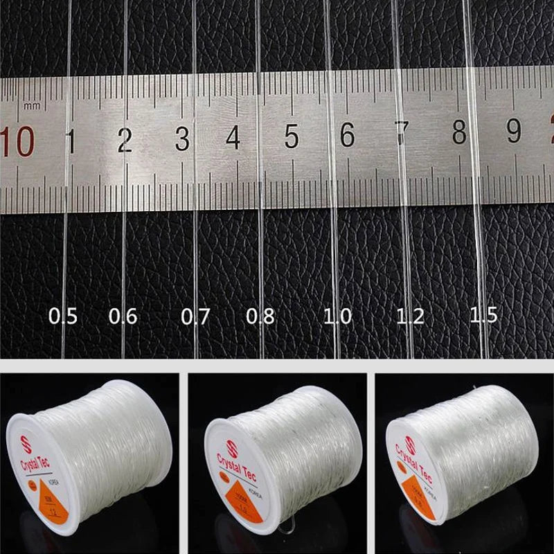 100m/Roll Elastic Crystal Jewelry Cord Beading String Strong Stretchy Thread Cords for DIY Necklace Bracelet Jewelry Making SuperFye 0.6mmX100m SuperFye