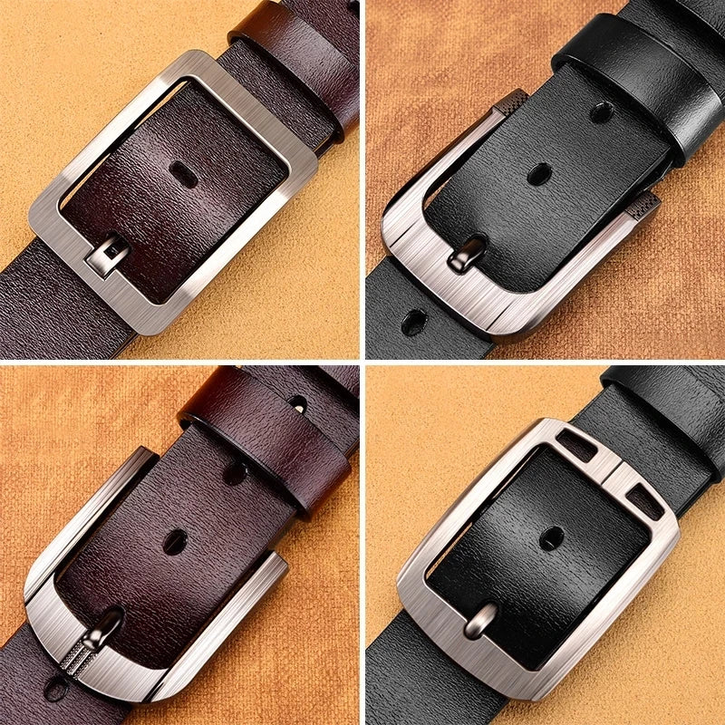 Genuine Leather For Men's High Quality Buckle Jeans Cowskin Casual Belts Business Cowboy Waistband Male Fashion Designer 2022New SuperFye 333 3.8CM Coffee / 115CM SuperFye