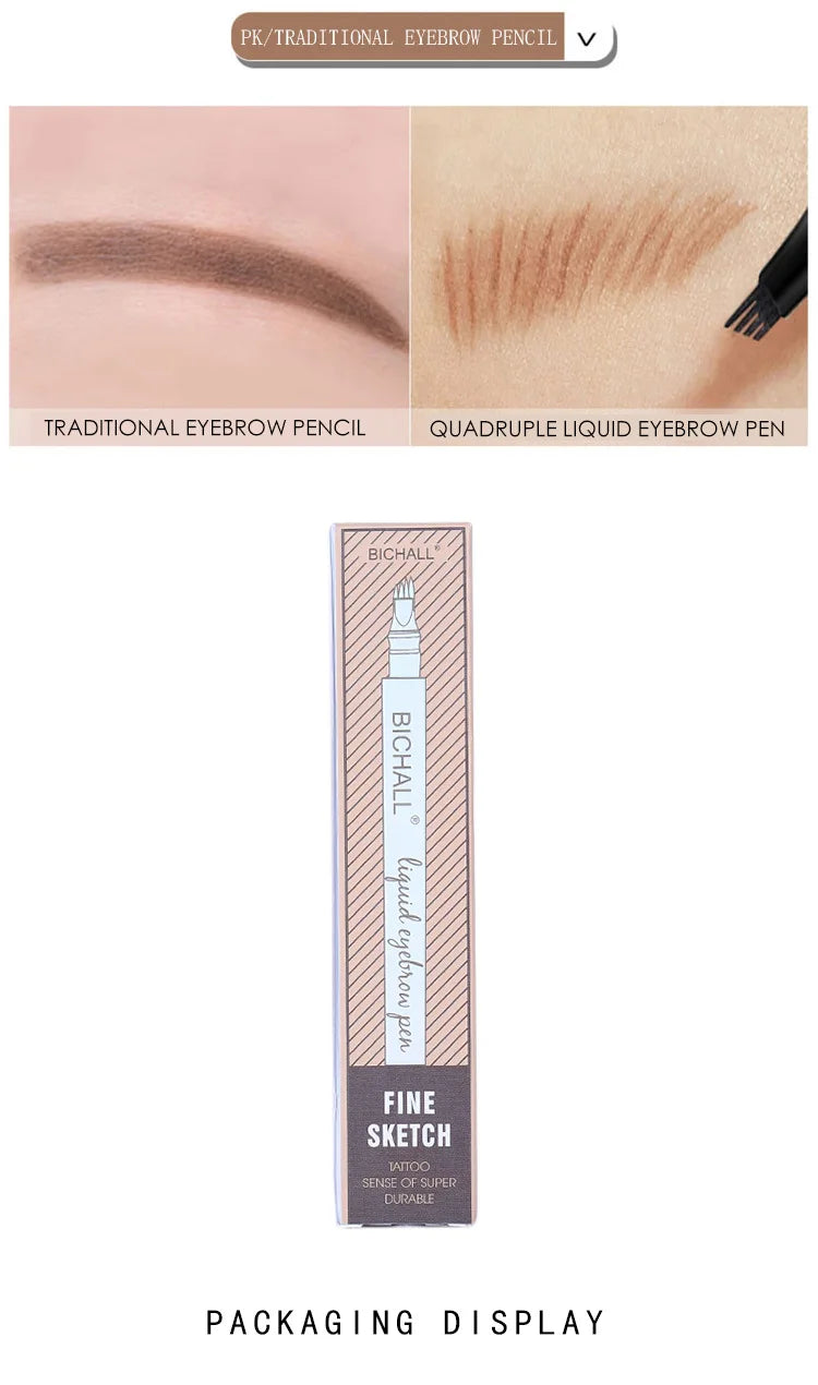 4D Microblading Eyebrow Pen 4 Forks Tip Eyebrow Tattoo Pencil Long Lasting Fine Sketch Liquid Eye Brow Make Up