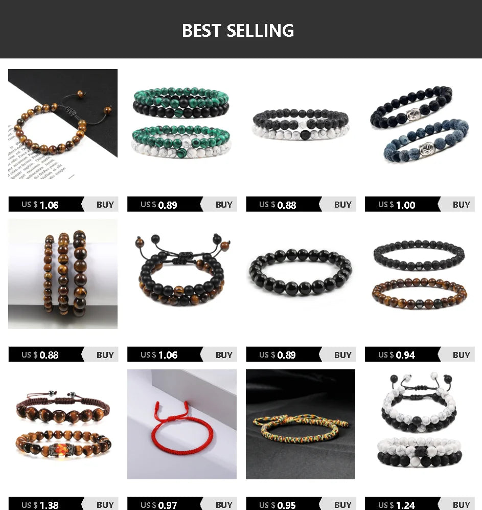 Natural Volcanic Stone Bracelet Men Matte Black Lave White Beads Charm Dumbbell Strand Bracelets Women Barbell Fitness Jewelry SuperFye White Gold Color SuperFye