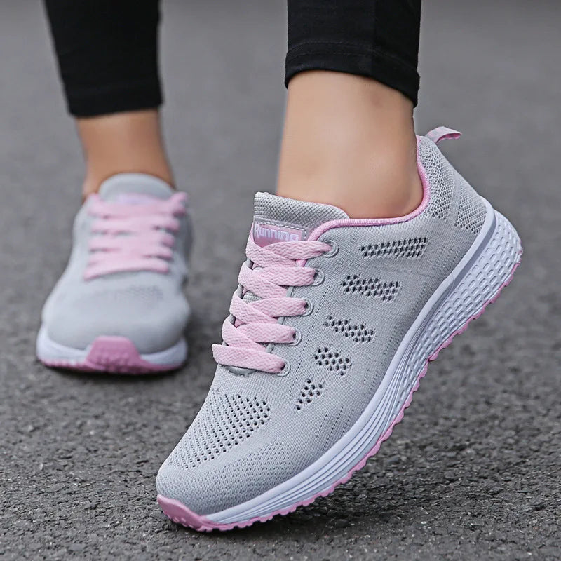 Women Casual Shoes Fashion Breathable Walking Mesh Flat Shoes Sneakers Women 2021 Gym Vulcanized Shoes White Female Footwear SuperFye A08Pink / 37 SuperFye