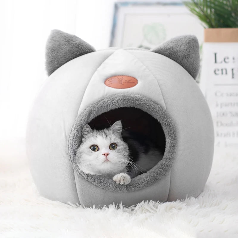 New Deep Sleep Comfort In Winter Cat Bed Iittle Mat Basket Small Dog House Products Pets Tent Cozy Cave Nest Indoor Cama Gato SuperFye black / XL 39x39x40cm SuperFye