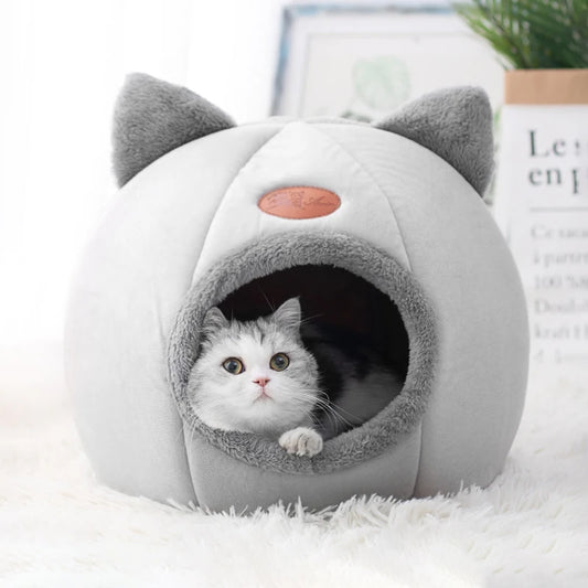 New Deep Sleep Comfort In Winter Cat Bed Iittle Mat Basket Small Dog House Products Pets Tent Cozy Cave Nest Indoor Cama Gato SuperFye black / XL 39x39x40cm SuperFye