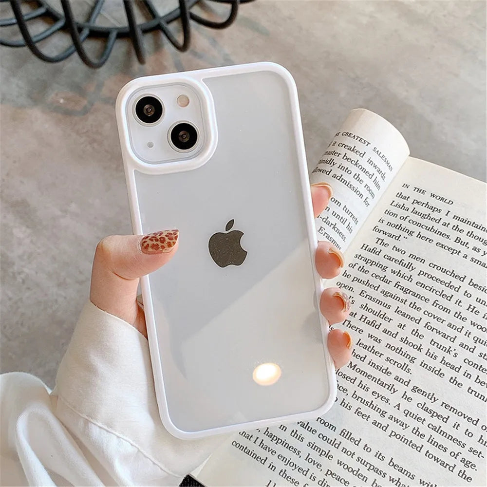 Candy Shockproof Silicone Bumper Phone Case For iPhone 16 15 14 11 12 13 Pro Max XS XR 8 7Plus Transparent Protection Back Cover SuperFye White / CHINA / For iPhone16 SuperFye