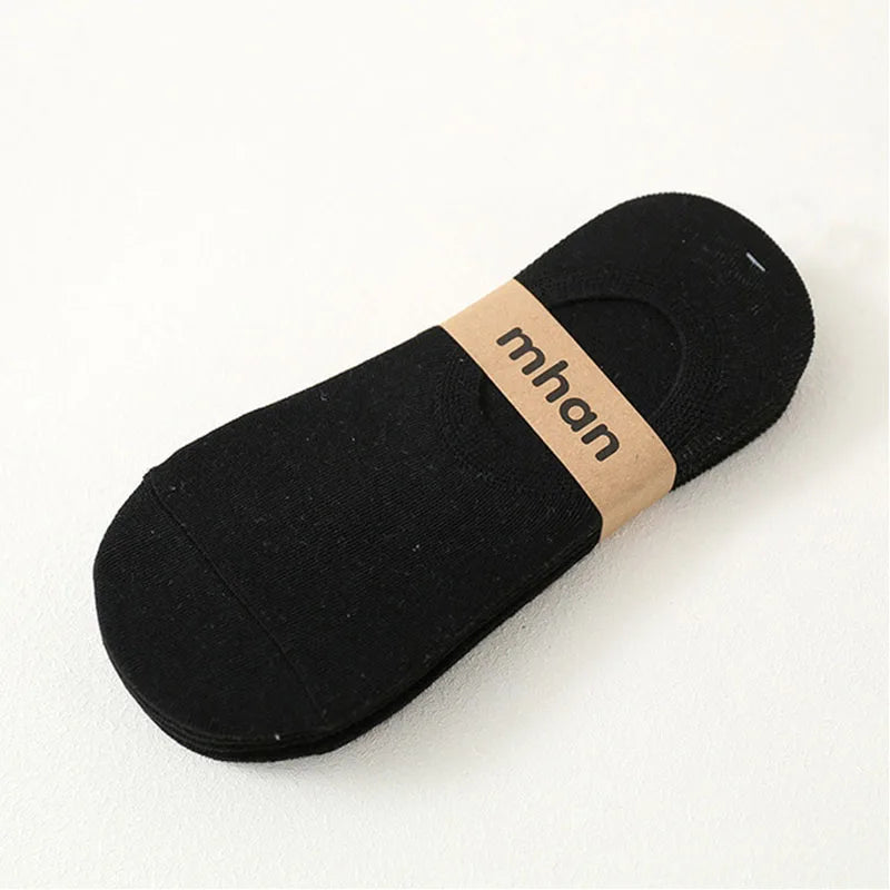 5Pair / Lot Fashion Happy Men Boat Soc Silicone Invisible Cotton Socks Male Ankle Sock Slippers Meia