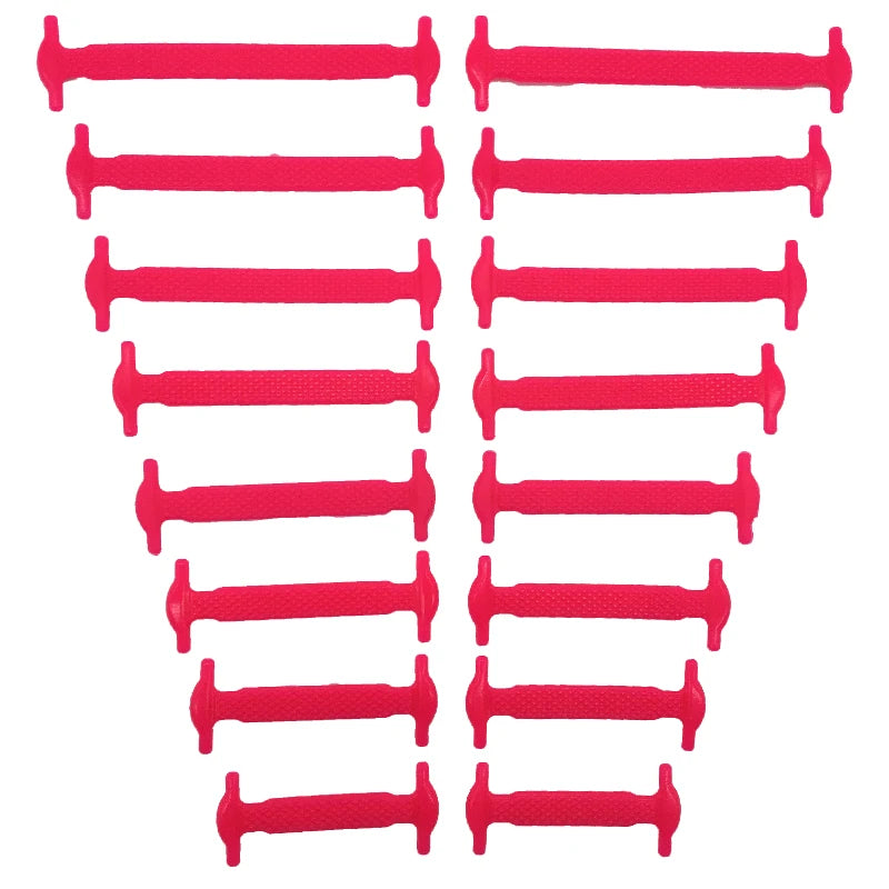 16pcs/lot Silicone Shoelaces No Tie Shoelaces 12 colors Elastic Lace Shoelace Creative Lazy Silicone Laces Rubber Lace SuperFye rose red / 120cm SuperFye