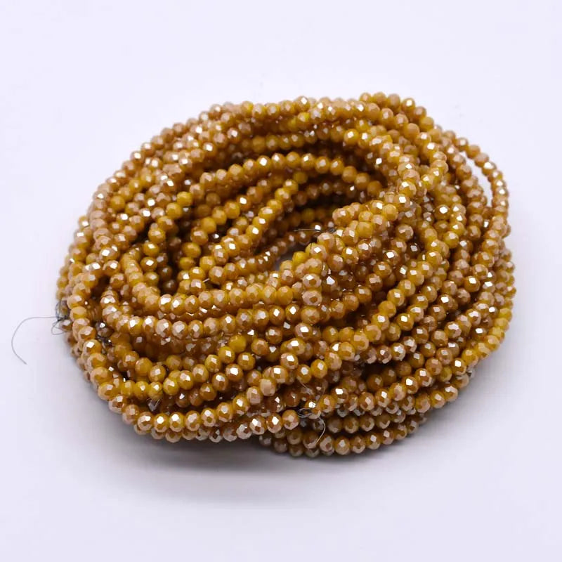 Yanqi 2 3 4mm Rondell Austria Faceted Crystal Beads Round Glass Beads Loose Spacer Beads for Jewelry Making DIY