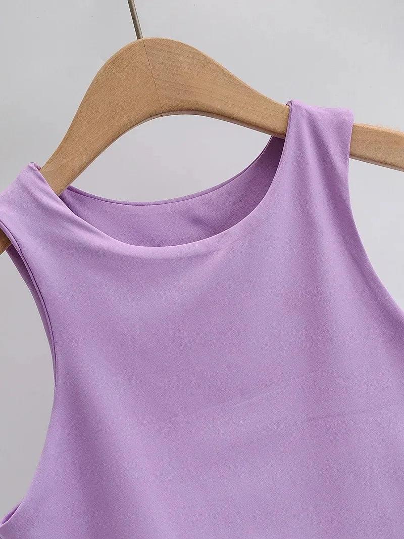 2023 Summer Fashion Women Sexy Slim Tops O-neck Sleeveless Double Nylon Ladies Good Quality Tank Tops 6 Colors