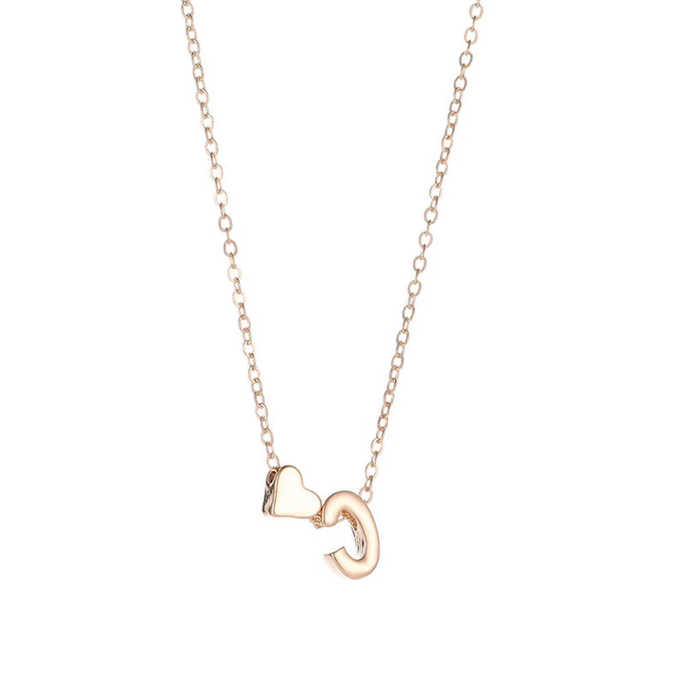 SUMENG Fashion Tiny Heart Dainty Initial Necklace Gold Silver Color Letter Name Choker For Women Pendant Jewelry Gift SuperFye R / Silver SuperFye