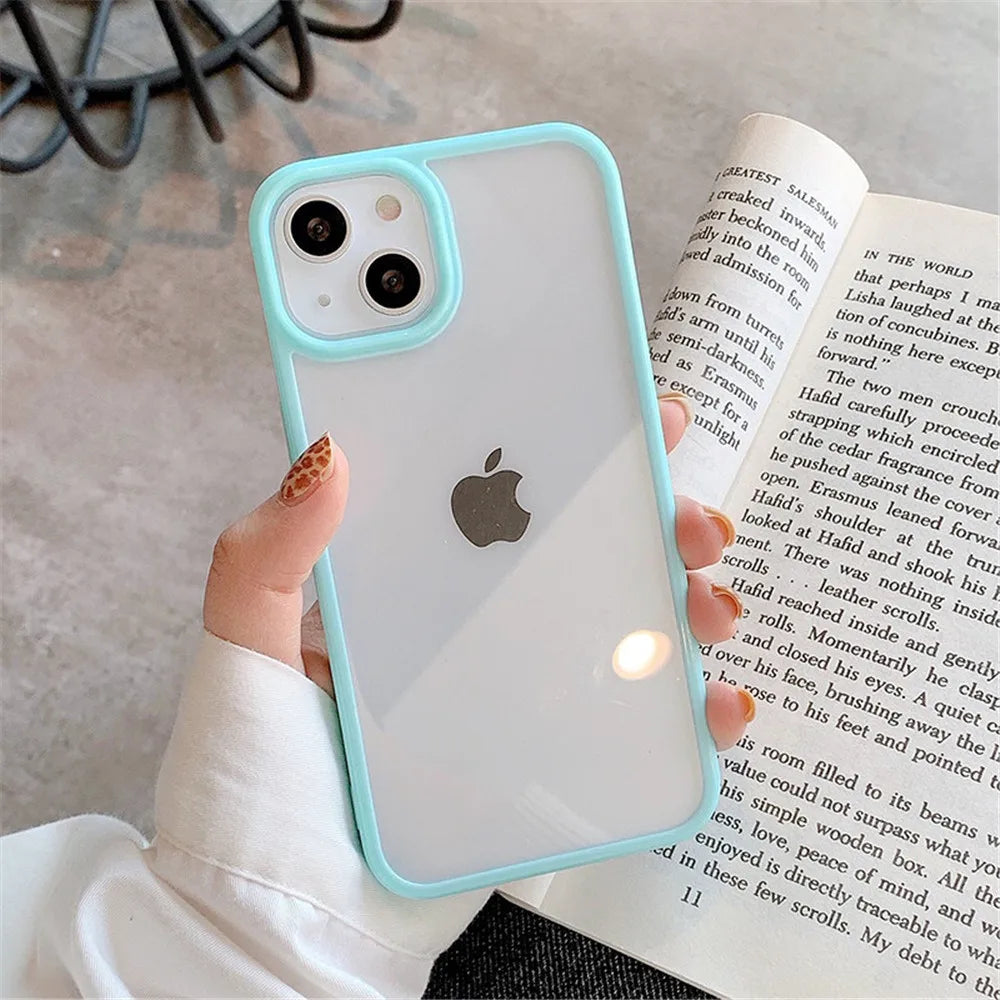 Candy Shockproof Silicone Bumper Phone Case For iPhone 16 15 14 11 12 13 Pro Max XS XR 8 7Plus Transparent Protection Back Cover SuperFye Blue / CHINA / For iPhone16 SuperFye