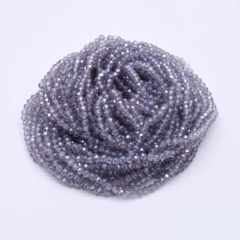 Yanqi 2 3 4mm Rondell Austria Faceted Crystal Beads Round Glass Beads Loose Spacer Beads for Jewelry Making DIY