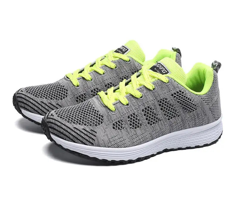 Women Casual Shoes Fashion Breathable Walking Mesh Flat Shoes Sneakers Women 2021 Gym Vulcanized Shoes White Female Footwear SuperFye A08Gray green / 42 SuperFye