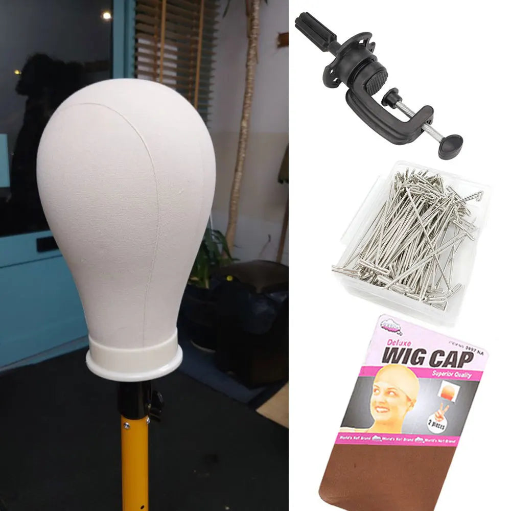 Canvas Wig Head Wig Stand 21-24inch Mannequin Head for Hairstyling Displaying Making Wig Stand With Head Wig Supports Holder SuperFye 23inch SuperFye