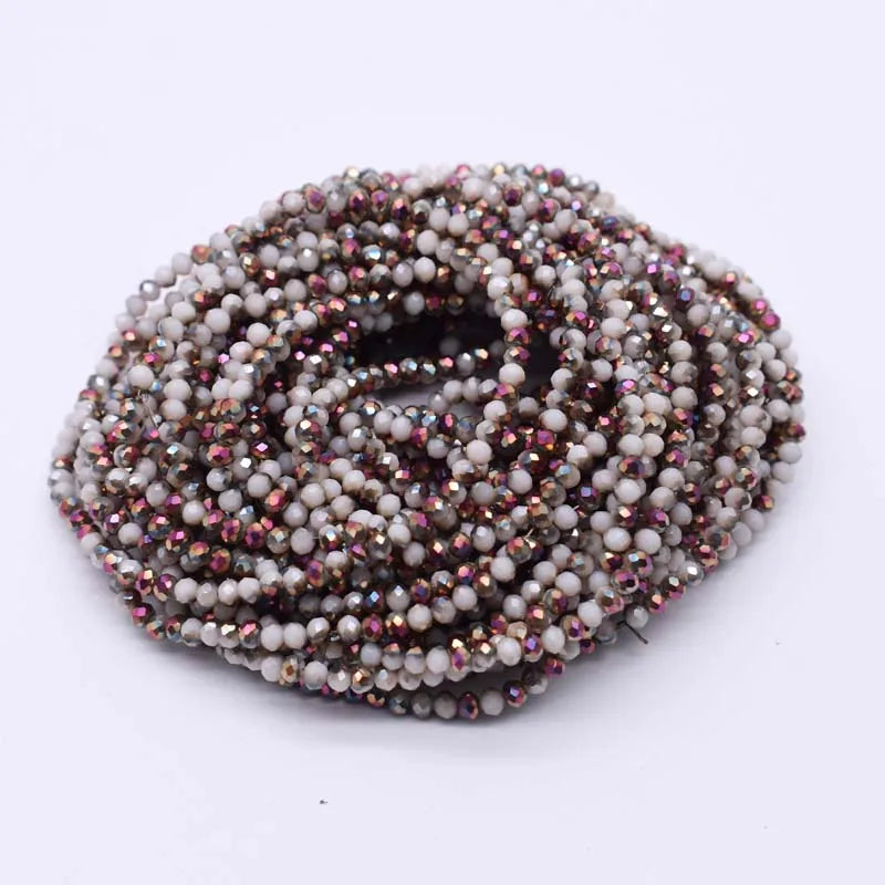 Yanqi 2 3 4mm Rondell Austria Faceted Crystal Beads Round Glass Beads Loose Spacer Beads for Jewelry Making DIY