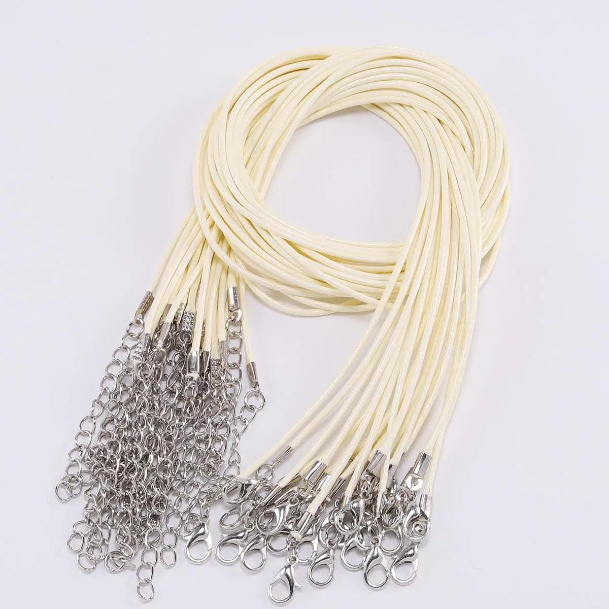 10Pcs/lot Dia 1.5/2mm Leather Cord Necklace With Clasp Adjustable Braided Rope for Jewelry Making DIY Necklace Bracelet Supplies SuperFye Beige / 45cm Bronze 1.5mm SuperFye