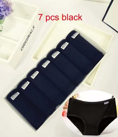 7Pcs/Lot Plus Size Underwear Women's Panties Cotton Girl Brief Sexy Lingeries Shorts Underpant Solid Panty Female Intimate M-4XL SuperFye 7PCS BLACK / XL / 7PCS SuperFye