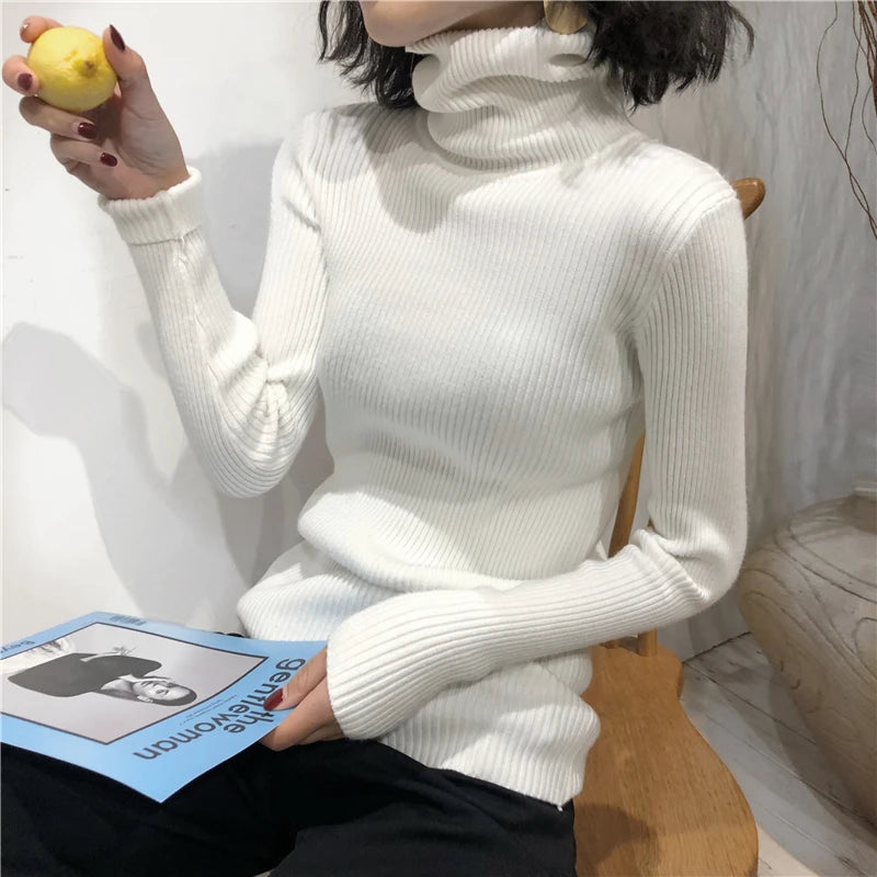 Turtleneck Sweater Womens 2024 Autumn Winter Tops Korean Slim Women Pullover Jumper Knitted Sweater Pull Femme Hiver Truien SuperFye green / One Size SuperFye