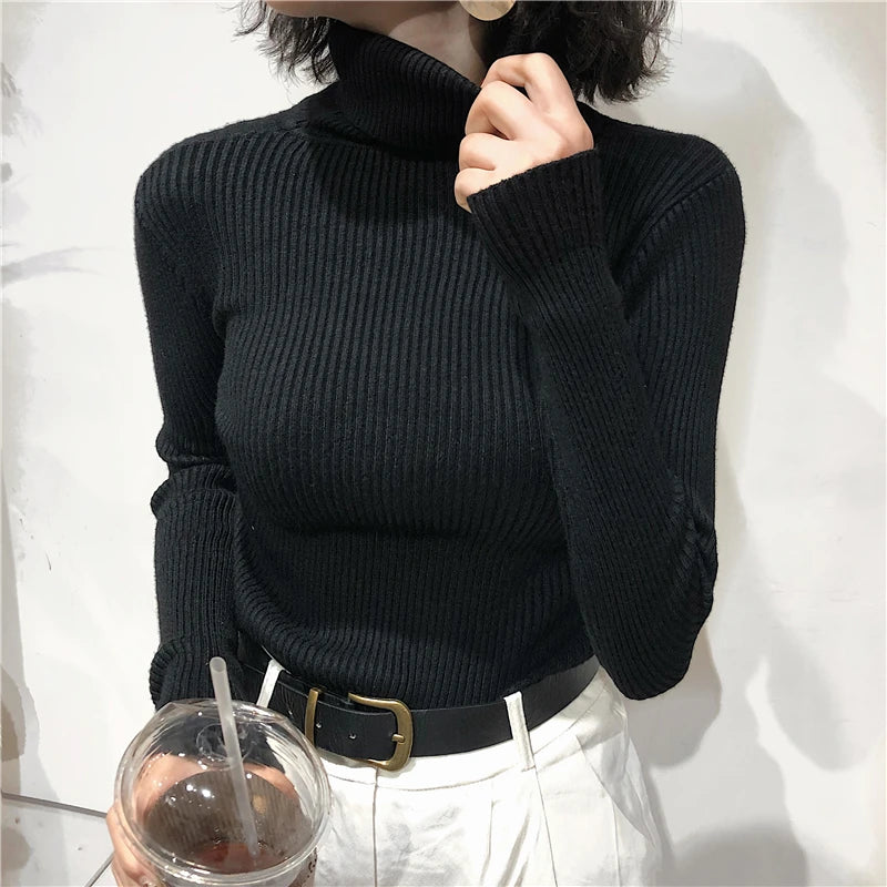 Turtleneck Sweater Womens 2024 Autumn Winter Tops Korean Slim Women Pullover Jumper Knitted Sweater Pull Femme Hiver Truien SuperFye green / One Size SuperFye