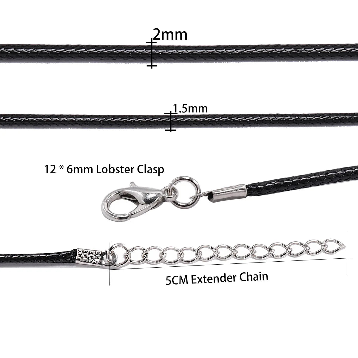 10Pcs/lot Dia 1.5/2mm Leather Cord Necklace With Clasp Adjustable Braided Rope for Jewelry Making DIY Necklace Bracelet Supplies SuperFye White / 45cm Bronze 1.5mm SuperFye