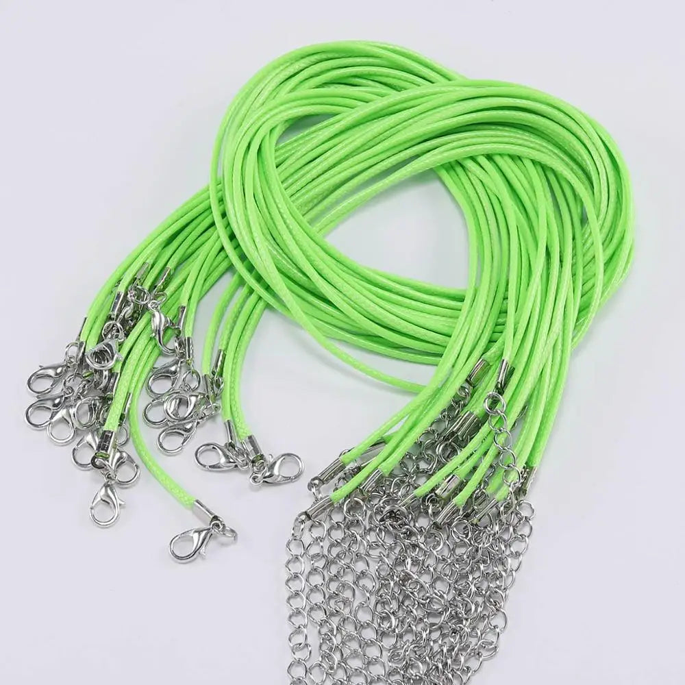 10Pcs/lot Dia 1.5/2mm Leather Cord Necklace With Clasp Adjustable Braided Rope for Jewelry Making DIY Necklace Bracelet Supplies SuperFye Grass green / 45cm Bronze 2.0mm SuperFye