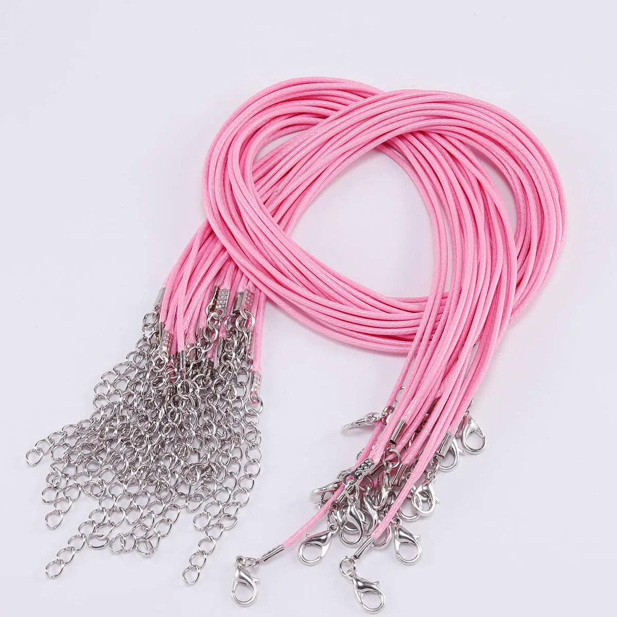 10Pcs/lot Dia 1.5/2mm Leather Cord Necklace With Clasp Adjustable Braided Rope for Jewelry Making DIY Necklace Bracelet Supplies SuperFye Pink / 45cm Bronze 1.5mm SuperFye