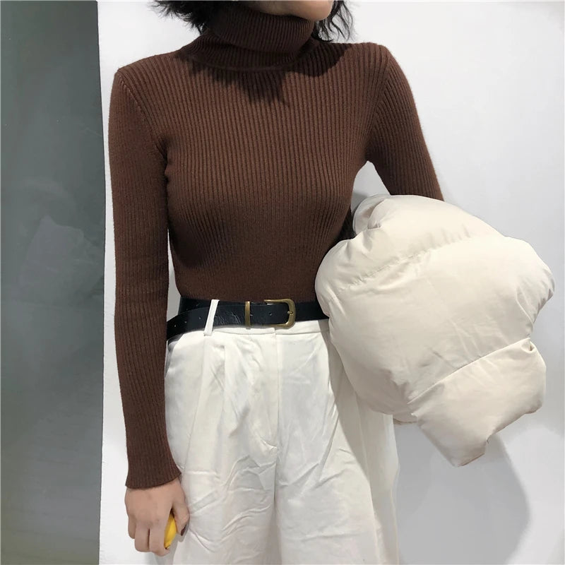 Turtleneck Sweater Womens 2024 Autumn Winter Tops Korean Slim Women Pullover Jumper Knitted Sweater Pull Femme Hiver Truien