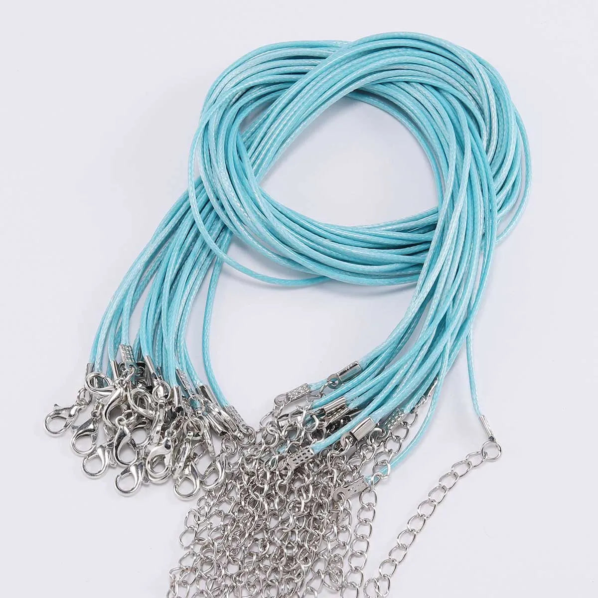 10Pcs/lot Dia 1.5/2mm Leather Cord Necklace With Clasp Adjustable Braided Rope for Jewelry Making DIY Necklace Bracelet Supplies SuperFye Lake blue / 45cm Bronze 1.5mm SuperFye