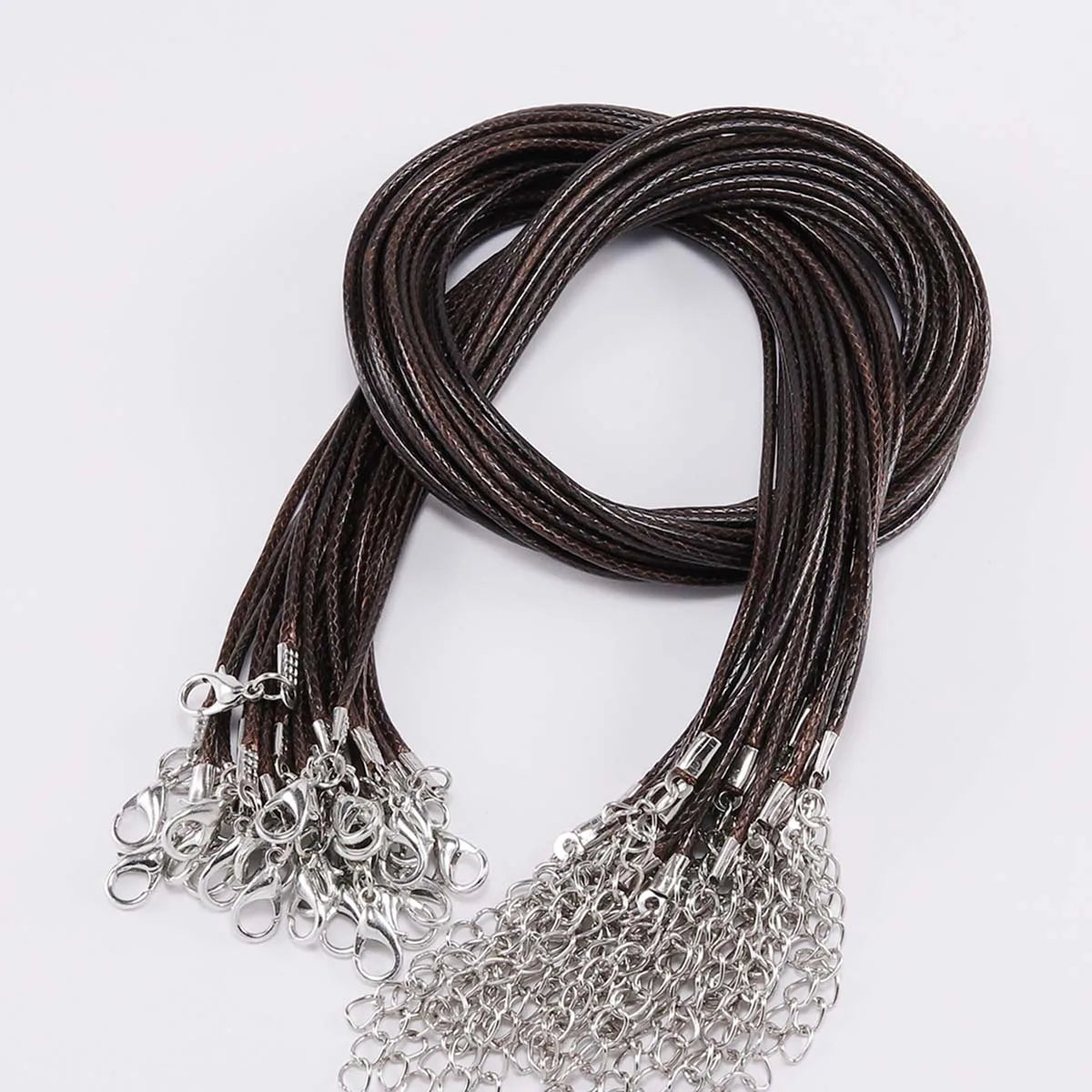 10Pcs/lot Dia 1.5/2mm Leather Cord Necklace With Clasp Adjustable Braided Rope for Jewelry Making DIY Necklace Bracelet Supplies SuperFye Coffee / 45cm Bronze 1.5mm SuperFye