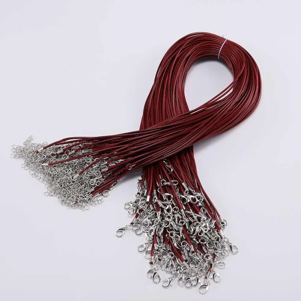 10Pcs/lot Dia 1.5/2mm Leather Cord Necklace With Clasp Adjustable Braided Rope for Jewelry Making DIY Necklace Bracelet Supplies SuperFye Wine red / 45cm Bronze 1.5mm SuperFye