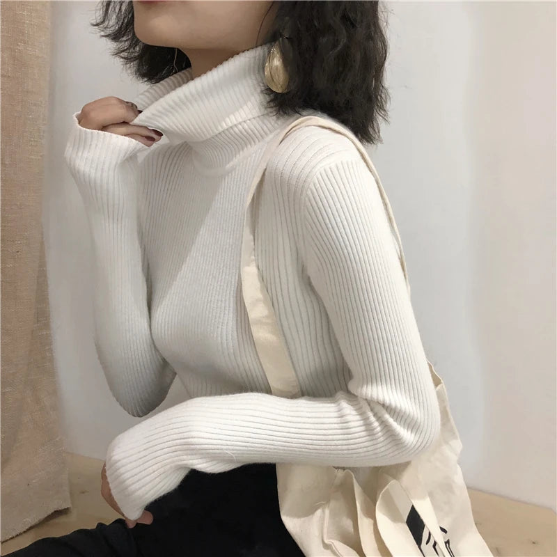 Turtleneck Sweater Womens 2024 Autumn Winter Tops Korean Slim Women Pullover Jumper Knitted Sweater Pull Femme Hiver Truien SuperFye green / One Size SuperFye