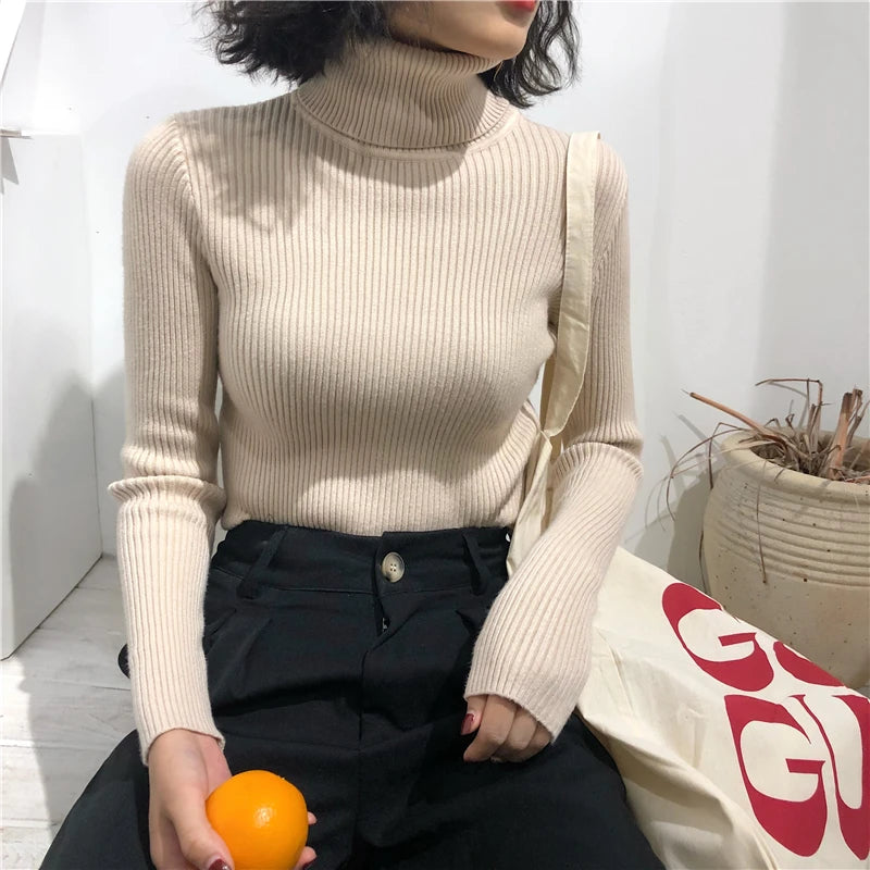 Turtleneck Sweater Womens 2024 Autumn Winter Tops Korean Slim Women Pullover Jumper Knitted Sweater Pull Femme Hiver Truien SuperFye green / One Size SuperFye