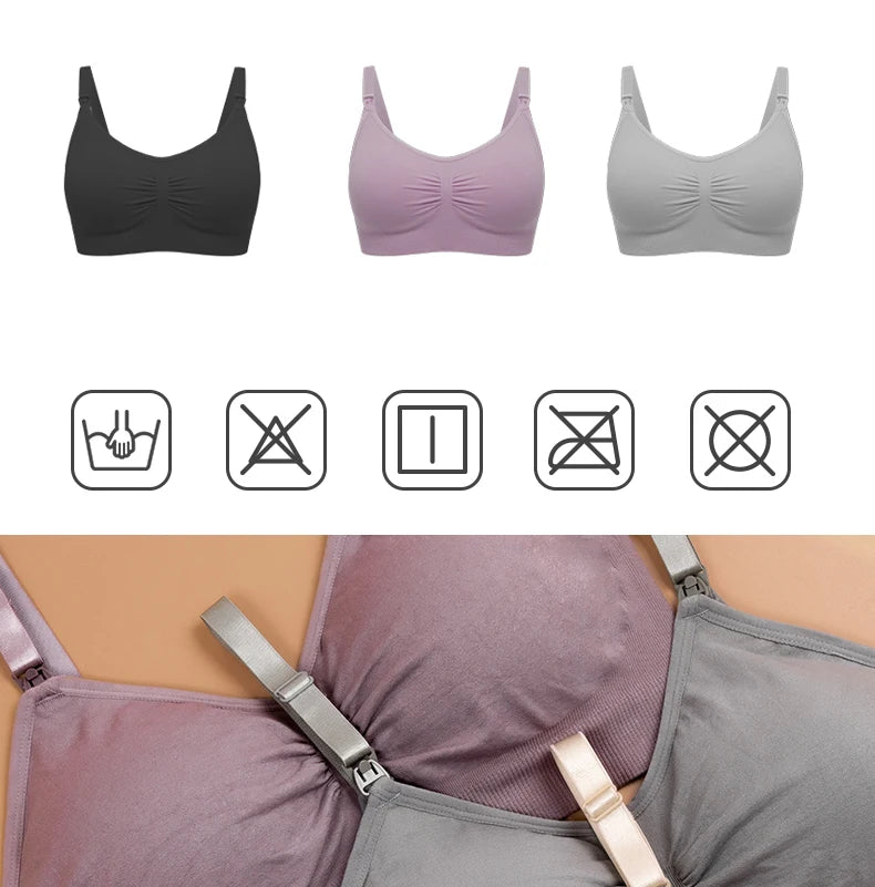 High Quality Plus Size Nursing Bra Breathable Women Breastfeeding Underwear Seamless Maternity Bra Push Up SuperFye Purple / XL SuperFye